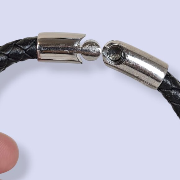 2-Strand Braided Leather Metal Accent Bracelet - Picture 5 of 7